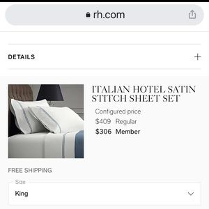 RH king sheets Italian Satin burnt sienna double stitch